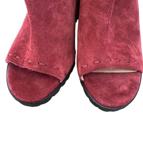 Chelsea Violet Tess Suede Burgundy Mule Open Toe Block Heel size 8 - Picture 7 of 10